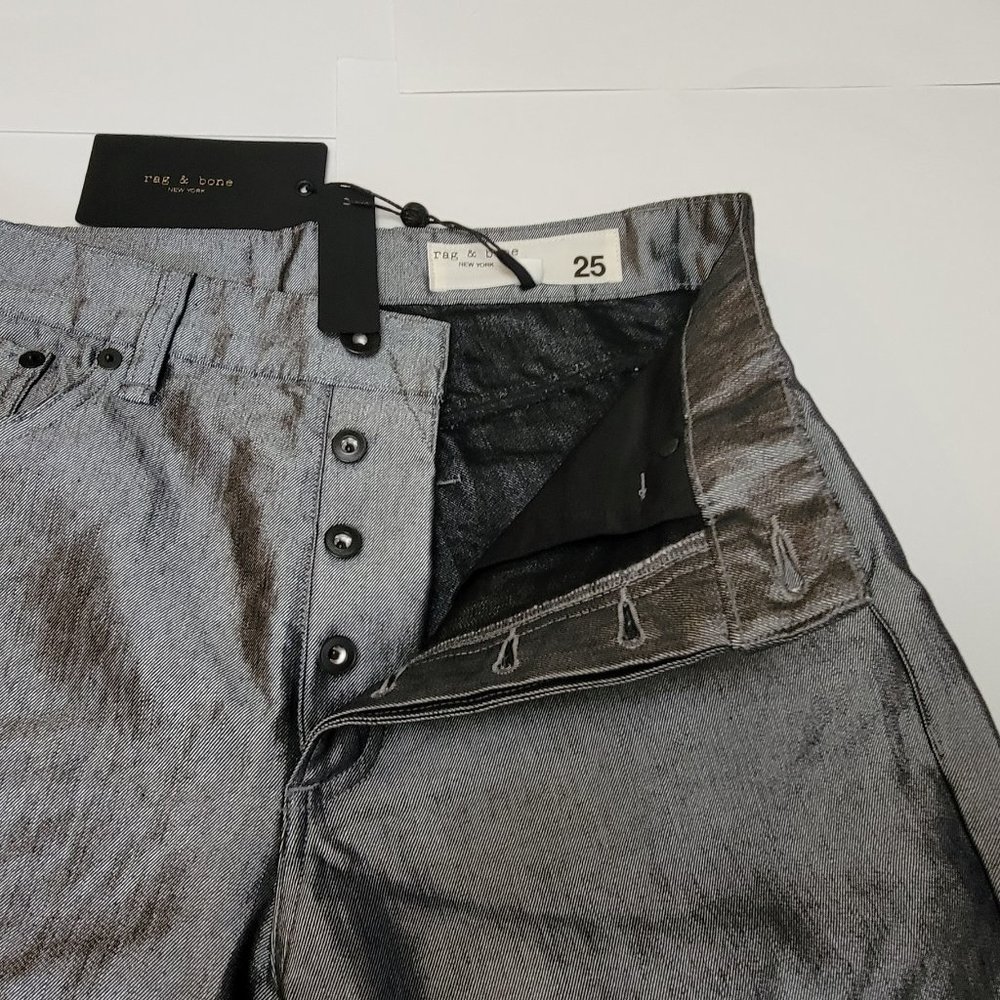 Rag & Bone Piper Low-Rise Straight Shine Pants Jeans - Picture 8 of 15